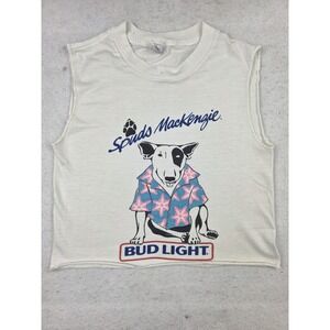 Vintage 1986 Anheuser Busch Spuds Mackenzie Cropped Sleeveless Womens Shirt S